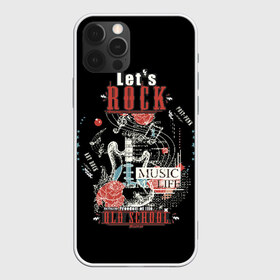 Чехол для iPhone 12 Pro Max с принтом Let`s Rock в Новосибирске, Силикон |  | come on rock | cool | electric guitar | flower | freedom | inscription | life | music | old | poster | punk | school | slogan | sound | давай рок | жизнь | звук | крутой | музыка | надпись | ноты | панк | плакат | свобода | слоган | старая | цветок 