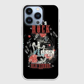 Чехол для iPhone 13 Pro с принтом Let s Rock в Новосибирске,  |  | come on rock | cool | electric guitar | flower | freedom | inscription | life | music | old | poster | punk | school | slogan | sound | давай рок | жизнь | звук | крутой | музыка | надпись | ноты | панк | плакат | свобода | слоган | старая | цветок 