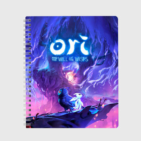 Тетрадь с принтом Ori - And The Will Of The Wisp в Новосибирске, 100% бумага | 48 листов, плотность листов — 60 г/м2, плотность картонной обложки — 250 г/м2. Листы скреплены сбоку удобной пружинной спиралью. Уголки страниц и обложки скругленные. Цвет линий — светло-серый
 | microsoft studios | moon studios | ori | ori and the blind forest | unity | лес | луна | нибела | ночной лес | ночь | ори | платформер | сова