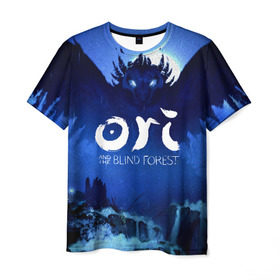 Мужская футболка 3D с принтом Ori and the Blind Forest в Новосибирске, 100% полиэфир | прямой крой, круглый вырез горловины, длина до линии бедер | ori | ori and the blind forest | ori forest | видеоигра | ори | платформер