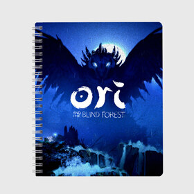 Тетрадь с принтом Ori and the Blind Forest в Новосибирске, 100% бумага | 48 листов, плотность листов — 60 г/м2, плотность картонной обложки — 250 г/м2. Листы скреплены сбоку удобной пружинной спиралью. Уголки страниц и обложки скругленные. Цвет линий — светло-серый
 | ori | ori and the blind forest | ori forest | видеоигра | ори | платформер