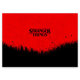 Поздравительная открытка с принтом STRANGER THINGS в Новосибирске, 100% бумага | плотность бумаги 280 г/м2, матовая, на обратной стороне линовка и место для марки
 | stranger things | очень странные дела