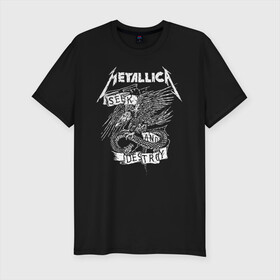 Мужская футболка премиум с принтом Metallica в Новосибирске, 92% хлопок, 8% лайкра | приталенный силуэт, круглый вырез ворота, длина до линии бедра, короткий рукав | metalica | metallica | группа | джеймс хэтфилд | кирк хэмметт | ларс ульрих | метал | металика | металлика | миталика | музыка | роберт трухильо | рок | трэш | трэшметал | хард | хеви