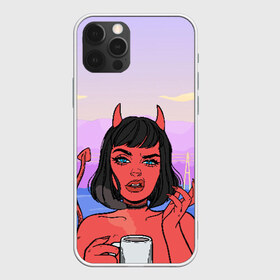 Чехол для iPhone 12 Pro Max с принтом What в Новосибирске, Силикон |  | coffee | demon | devil | girl | hell | девушка | демон | дьявол | кофе