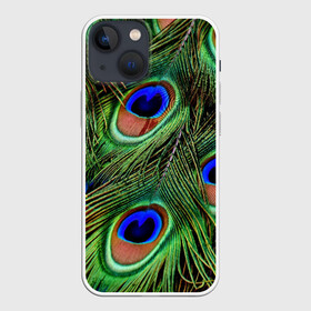 Чехол для iPhone 13 mini с принтом Перья павлина 1 в Новосибирске,  |  | animal | bird | peacock feathers | животные | павлин | перо. | перья | птица