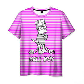 Мужская футболка 3D с принтом Lil Peep (Hell Boy) в Новосибирске, 100% полиэфир | прямой крой, круглый вырез горловины, длина до линии бедер | alone | boy | hell | hell boy | lil | lil peep | peep | rap | sad | лил пип | маленький пип | пип | реп | рэп