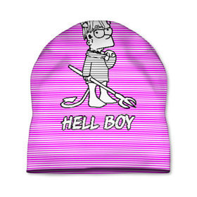 Шапка 3D с принтом Lil Peep (Hell Boy) в Новосибирске, 100% полиэстер | универсальный размер, печать по всей поверхности изделия | alone | boy | hell | hell boy | lil | lil peep | peep | rap | sad | лил пип | маленький пип | пип | реп | рэп