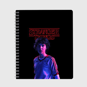 Тетрадь с принтом STRANGER THINGS - Дина в Новосибирске, 100% бумага | 48 листов, плотность листов — 60 г/м2, плотность картонной обложки — 250 г/м2. Листы скреплены сбоку удобной пружинной спиралью. Уголки страниц и обложки скругленные. Цвет линий — светло-серый
 | 011 | down | eleven | netflix | season | series | strange | stranger | things | upside | дела | дина | загадочные | монстр | монстры | одиннадцать | очень | сезон | сериал | сериалы | события | странные | ужасы