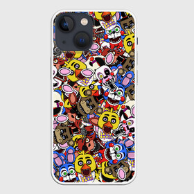 Чехол для iPhone 13 mini с принтом FNAF STICKERBOMBING в Новосибирске,  |  | five nights | five nights freddy | fnaf | freddy nights | freddy s | фнаф | фредди