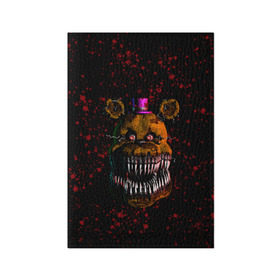 Обложка для паспорта матовая кожа с принтом FNAF Nightmare в Новосибирске, натуральная матовая кожа | размер 19,3 х 13,7 см; прозрачные пластиковые крепления | blood | five nights at freddy’s | fnaf | game | horror | игра | кровь | пять ночей у фредди | ужас | фнаф | фреди