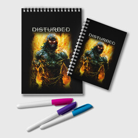 Блокнот с принтом Disturbed в Новосибирске, 100% бумага | 48 листов, плотность листов — 60 г/м2, плотность картонной обложки — 250 г/м2. Листы скреплены удобной пружинной спиралью. Цвет линий — светло-серый
 | disturbed | heavy metal | the guy | группы | метал | рок