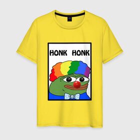 Мужская футболка хлопок с принтом Honk Honk в Новосибирске, 100% хлопок | прямой крой, круглый вырез горловины, длина до линии бедер, слегка спущенное плечо. | Тематика изображения на принте: feels bad man | feels good man | honk honk | pepe | pepe the frog | sad pepe | грустная лягушка | пепе