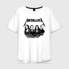 Мужская футболка хлопок Oversize с принтом Metallica в Новосибирске, 100% хлопок | свободный крой, круглый ворот, “спинка” длиннее передней части | metalica | metallica | группа | джеймс хэтфилд | кирк хэмметт | ларс ульрих | метал | металика | металлика | миталика | музыка | роберт трухильо | рок | трэш | трэшметал | хард | хеви