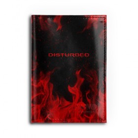 Обложка для автодокументов с принтом DISTURBED (НА СПИНЕ) в Новосибирске, натуральная кожа |  размер 19,9*13 см; внутри 4 больших “конверта” для документов и один маленький отдел — туда идеально встанут права | disturbed | дистурбед