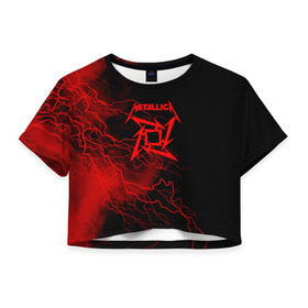 Женская футболка Cropp-top с принтом Metallica в Новосибирске, 100% полиэстер | круглая горловина, длина футболки до линии талии, рукава с отворотами | metalica | metallica | группа | джеймс хэтфилд | кирк хэмметт | ларс ульрих | метал | металика | металлика | миталика | музыка | роберт трухильо | рок | трэш | трэшметал | хард | хеви