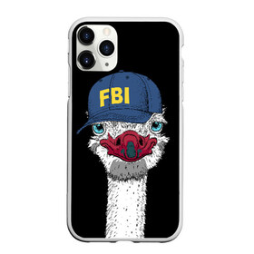 Чехол для iPhone 11 Pro матовый с принтом FBI в Новосибирске, Силикон |  | beak | bird | blue | cap | fbi | funny | head | inscription | long | neck | ostrich | red | весёлый | голова | длинная | кепка | клюв | красный | надпись | птица | синяя | смешной | страус | фбр | шея