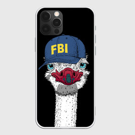 Чехол для iPhone 12 Pro Max с принтом FBI в Новосибирске, Силикон |  | Тематика изображения на принте: beak | bird | blue | cap | fbi | funny | head | inscription | long | neck | ostrich | red | весёлый | голова | длинная | кепка | клюв | красный | надпись | птица | синяя | смешной | страус | фбр | шея