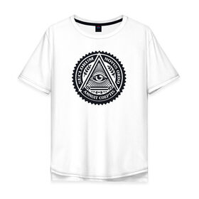 Мужская футболка хлопок Oversize с принтом Новый мировой порядок в Новосибирске, 100% хлопок | свободный крой, круглый ворот, “спинка” длиннее передней части | всевидящее око | глаз | дельта | доллар | иллюминаты | масонство | масоны