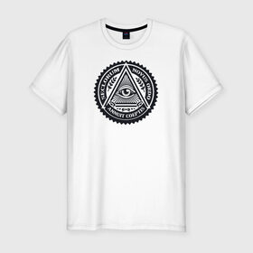 Мужская футболка премиум с принтом Новый мировой порядок в Новосибирске, 92% хлопок, 8% лайкра | приталенный силуэт, круглый вырез ворота, длина до линии бедра, короткий рукав | всевидящее око | глаз | дельта | доллар | иллюминаты | масонство | масоны