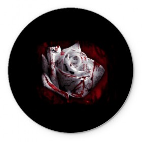Коврик для мышки круглый с принтом Кровавая роза в Новосибирске, резина и полиэстер | круглая форма, изображение наносится на всю лицевую часть | брызги | кровавая роза | кровь | роза | цветы