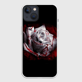 Чехол для iPhone 13 с принтом Кровавая роза в Новосибирске,  |  | брызги | кровавая роза | кровь | роза | цветы