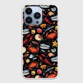 Чехол для iPhone 13 Pro с принтом Морские обитатели в Новосибирске,  |  | children | crabs | crayfish | drawing | fish | funny | inhabitants | ocean | pearls | sea | shellfish | shells | shrimps | весёлый | детский | жемчуг | крабы | креветки | моллюски | море | морские | обитатели | океан | раки | ракушки | рисунок | рыбы