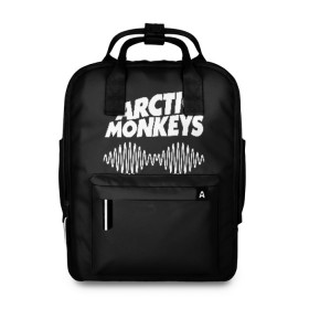 Женский рюкзак 3D с принтом ARCTIC MONKEYS в Новосибирске, 100% полиэстер | лямки с регулируемой длиной, сверху ручки, чтобы рюкзак нести как сумку. Основное отделение закрывается на молнию, как и внешний карман. Внутри два дополнительных кармана, один из которых закрывается на молнию. По бокам два дополнительных кармашка, куда поместится маленькая бутылочка
 | Тематика изображения на принте: arctic monkeys | арктик манкис | арктические мартышки