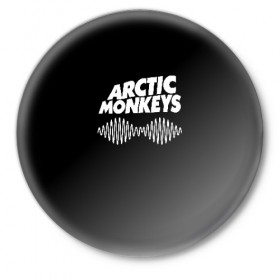 Значок с принтом ARCTIC MONKEYS в Новосибирске,  металл | круглая форма, металлическая застежка в виде булавки | arctic monkeys | арктик манкис | арктические мартышки