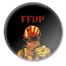 Значок с принтом Five finger death punch в Новосибирске,  металл | круглая форма, металлическая застежка в виде булавки | ffdp | five finger death punch | music