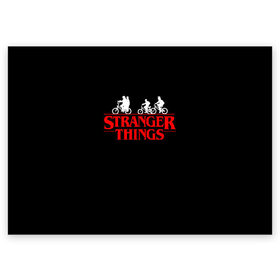 Поздравительная открытка с принтом STRANGER THINGS в Новосибирске, 100% бумага | плотность бумаги 280 г/м2, матовая, на обратной стороне линовка и место для марки
 | stranger things | очень странные дела