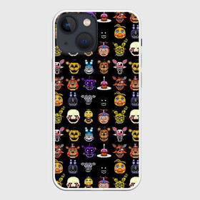 Чехол для iPhone 13 mini с принтом Five Nights at Freddy в Новосибирске,  |  | 4 | animation | bonnie | chica | fnaf | foxy | freddy | funny | horror | pizza | scary | sfm | бонни | майк | ночей | пять | ужас | фокси | фредди | чика | шмидт