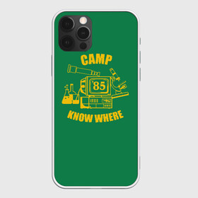 Чехол для iPhone 12 Pro с принтом CAMP KNOW WHERE в Новосибирске, силикон | область печати: задняя сторона чехла, без боковых панелей | 80 е | 85 | camp know where | camp nowhere | dustin | netflix | stranger things | дастин | кепка дастина | нетфликс | очень странные дела