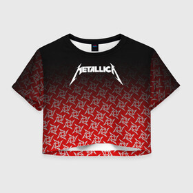 Женская футболка Crop-top 3D с принтом METALLICA в Новосибирске, 100% полиэстер | круглая горловина, длина футболки до линии талии, рукава с отворотами | metallica | металлика