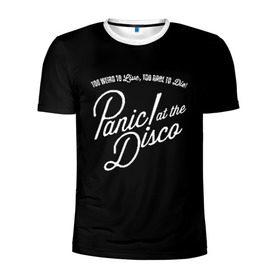 Мужская футболка 3D спортивная с принтом PANIC! AT THE DISCO в Новосибирске, 100% полиэстер с улучшенными характеристиками | приталенный силуэт, круглая горловина, широкие плечи, сужается к линии бедра | panic | panic at the disco | paniс | patd | райан росс