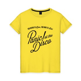 Женская футболка хлопок с принтом PANIC! AT THE DISCO (СПИНА) в Новосибирске, 100% хлопок | прямой крой, круглый вырез горловины, длина до линии бедер, слегка спущенное плечо | panic | panic at the disco | paniс | patd | райан росс