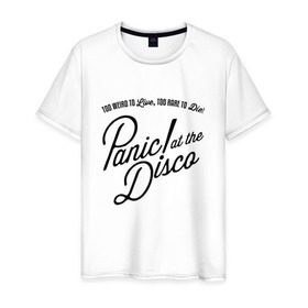 Мужская футболка хлопок с принтом PANIC! AT THE DISCO (СПИНА) в Новосибирске, 100% хлопок | прямой крой, круглый вырез горловины, длина до линии бедер, слегка спущенное плечо. | Тематика изображения на принте: panic | panic at the disco | paniс | patd | райан росс