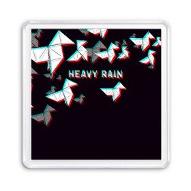 Магнит 55*55 с принтом Heavy Rain (Glitch). в Новосибирске, Пластик | Размер: 65*65 мм; Размер печати: 55*55 мм | Тематика изображения на принте: 3d | game | glitch | heavy rain | геометрия | глитч | игра | надпись | оригами | хеви рейн