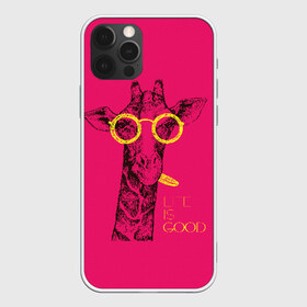 Чехол для iPhone 12 Pro Max с принтом Life is good в Новосибирске, Силикон |  | african | animal | giraffe | inscription | life is good | look | pink | pop art | tongue | yellow | африканское | взгляд | желтый | животное | жизнь хороша | жираф | надпись | очки | поп   арт | розовый | язык