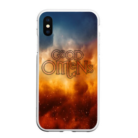 Чехол для iPhone XS Max матовый с принтом Good Omens в Новосибирске, Силикон | Область печати: задняя сторона чехла, без боковых панелей | Тематика изображения на принте: good | omens | sheen | tennant | азирафель | ангел | благие знамения | демон | кроули | падший | теннант | шин