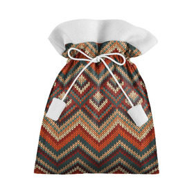 Подарочный 3D мешок с принтом Индейский Вязаный Узор в Новосибирске, 100% полиэстер | Размер: 29*39 см | Тематика изображения на принте: абстракция | вождь | вышивка | индеец | индейцы | кружева | кружево | орнамент | панчо | паттерн | племя краснокожих | рисунок | свитер | узор