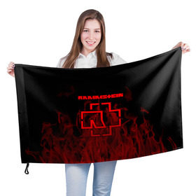 Флаг 3D с принтом RAMMSTEIN в Новосибирске, 100% полиэстер | плотность ткани — 95 г/м2, размер — 67 х 109 см. Принт наносится с одной стороны | lindemann | rammstein | рамштайн | тилль линдеманн