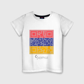 Детская футболка хлопок с принтом QR-Armenia в Новосибирске, 100% хлопок | круглый вырез горловины, полуприлегающий силуэт, длина до линии бедер | Тематика изображения на принте: cxstyle | qr | армения | код | символ | страна | флаг