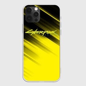 Чехол для iPhone 12 Pro с принтом Cyberpunk 2077 (Yellow). в Новосибирске, силикон | область печати: задняя сторона чехла, без боковых панелей | Тематика изображения на принте: 3d | cyberpunk 2077 | red | абстракция | геометрия | игра | киберпанк 2077 | красный | лого | логотип | надпись | стиль | текстура