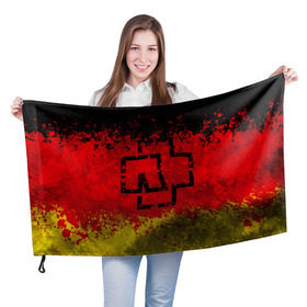 Флаг 3D с принтом Rammstein (Флаг). в Новосибирске, 100% полиэстер | плотность ткани — 95 г/м2, размер — 67 х 109 см. Принт наносится с одной стороны | 3d | hard | logo | metal | music | rammstein | rock | брызги красок | знак | лого | метал | музыка | рамштайн | рок | символ | текстура | флаг rammstein