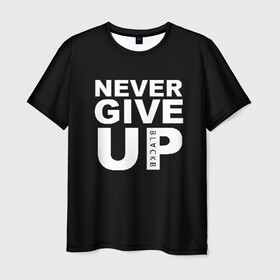 Мужская футболка 3D с принтом NEVER GIVE UP САЛАХ в Новосибирске, 100% полиэфир | прямой крой, круглый вырез горловины, длина до линии бедер | Тематика изображения на принте: liverpool | never give up | salah | ливерпуль | салах