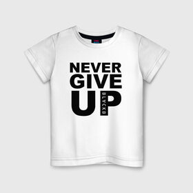 Детская футболка хлопок с принтом NEVER GIVE UP САЛАХ в Новосибирске, 100% хлопок | круглый вырез горловины, полуприлегающий силуэт, длина до линии бедер | Тематика изображения на принте: liverpool | never give up | salah | ливерпуль | салах