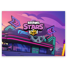 Поздравительная открытка с принтом Brawl Stars в Новосибирске, 100% бумага | плотность бумаги 280 г/м2, матовая, на обратной стороне линовка и место для марки
 | brawl | bs | fails | leon | stars | supercell | tick | бой | босс | бравл | броубол | бс | герои | драка | звезд | осада | сейф | старс | цель