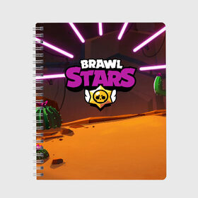 Тетрадь с принтом Brawl Stars в Новосибирске, 100% бумага | 48 листов, плотность листов — 60 г/м2, плотность картонной обложки — 250 г/м2. Листы скреплены сбоку удобной пружинной спиралью. Уголки страниц и обложки скругленные. Цвет линий — светло-серый
 | brawl | bs | fails | leon | stars | supercell | tick | бой | босс | бравл | броубол | бс | герои | драка | звезд | осада | сейф | старс | цель