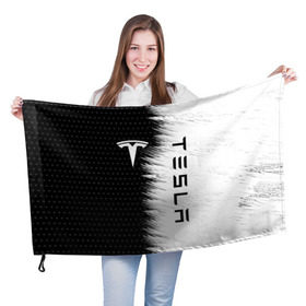 Флаг 3D с принтом TESLA (2) в Новосибирске, 100% полиэстер | плотность ткани — 95 г/м2, размер — 67 х 109 см. Принт наносится с одной стороны | elon | elon musk | musk | space | tesla | автолюбитель | автомобиль | илон маск | тесла