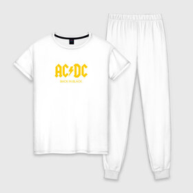 Женская пижама хлопок с принтом AC/DC в Новосибирске, 100% хлопок | брюки и футболка прямого кроя, без карманов, на брюках мягкая резинка на поясе и по низу штанин | 